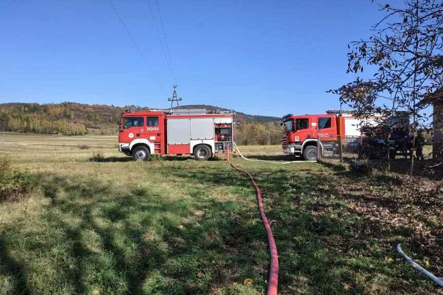 Odrzykoń. Pożar altany z drewnem