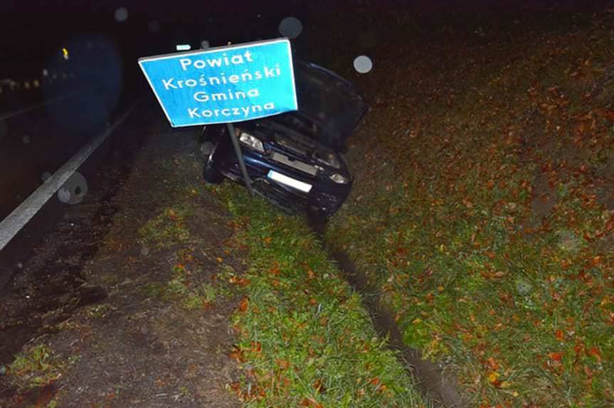 Wjechała do rowu, dwie osoby trafiły do szpitala