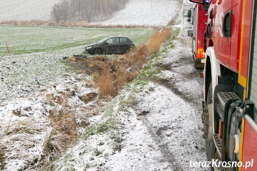 Wrocanka. Samochód osobowy wypadł z drogi