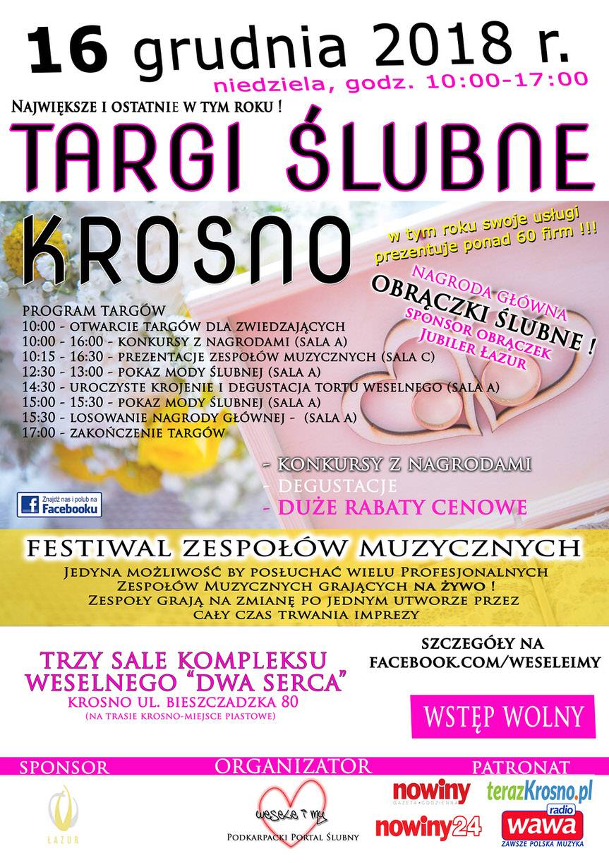 Targi Ślubne w Krośnie w kompleksie G-Katering - zaproszenie