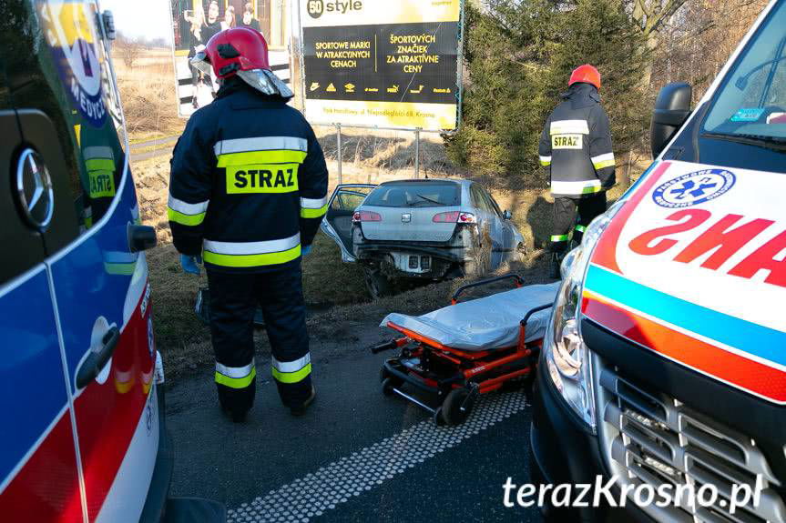 Wypadek w Krośnie, cztery osoby poszkodowane