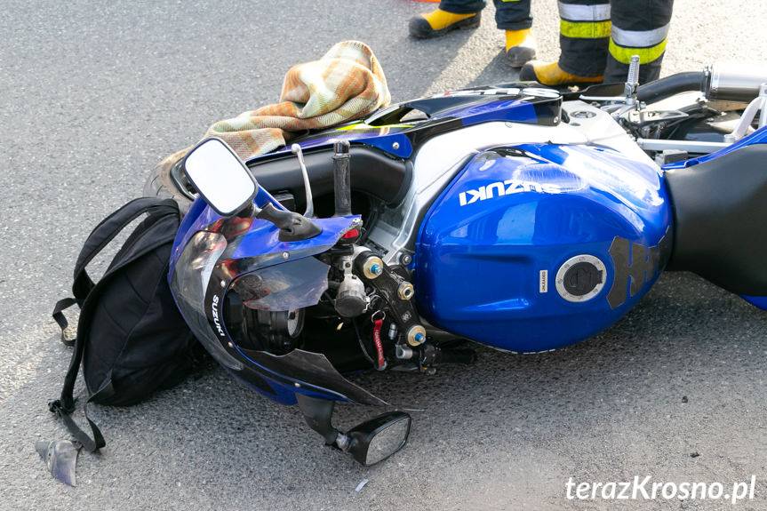 Wypadek z udziałem motocyklisty