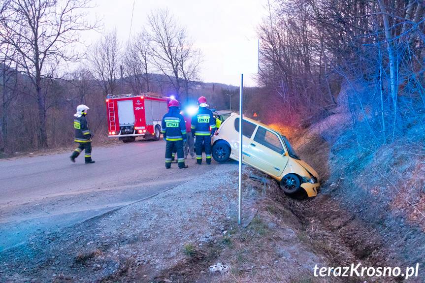 Wjechał do rowu, poszkodowany pasażer