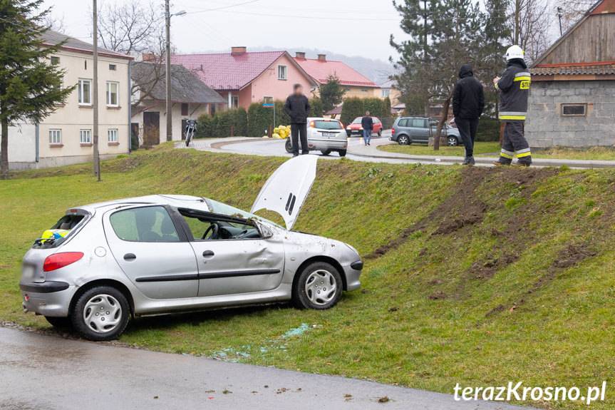 Dachowanie w Rogach. Kierowca trafił do szpitala