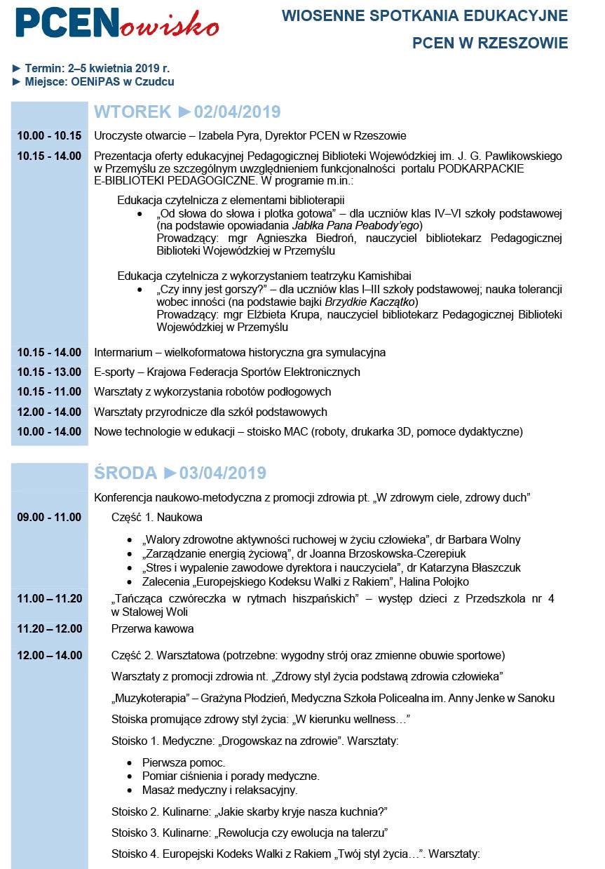 Wiosenne Spotkania Edukacyjne w Czudcu - zaproszenie
