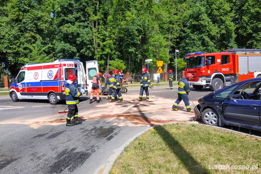 Kolizja na ul. Krakowskiej samochodu i motocykla