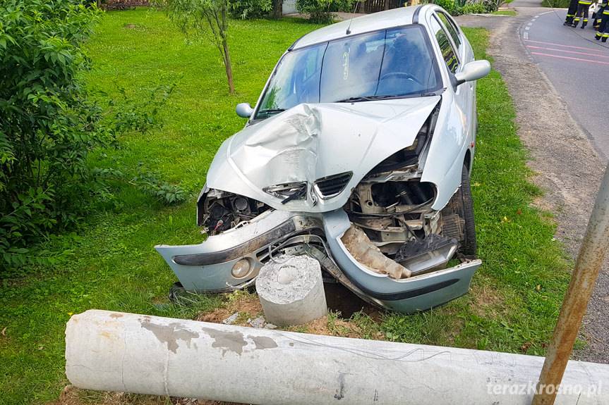 Głowienka. Wypadł z drogi i uderzył w słup
