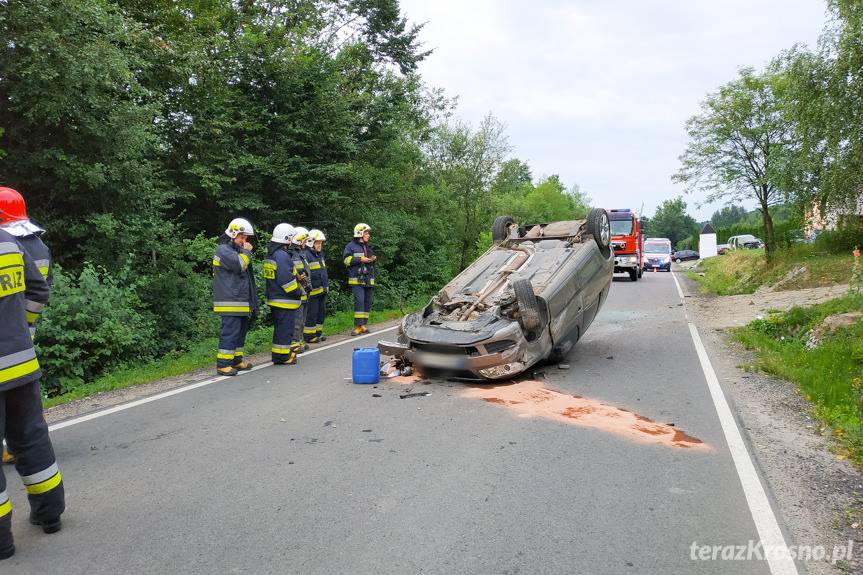 Zjechał do rowu i dachował
