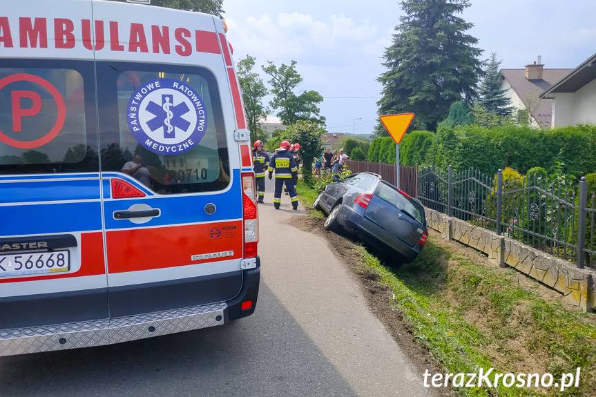 Wjechał skodą do rowu