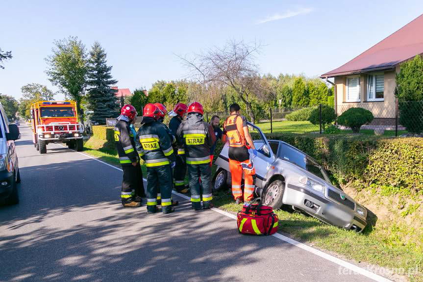 Zręcin. Wjechał do przydrożnego rowu