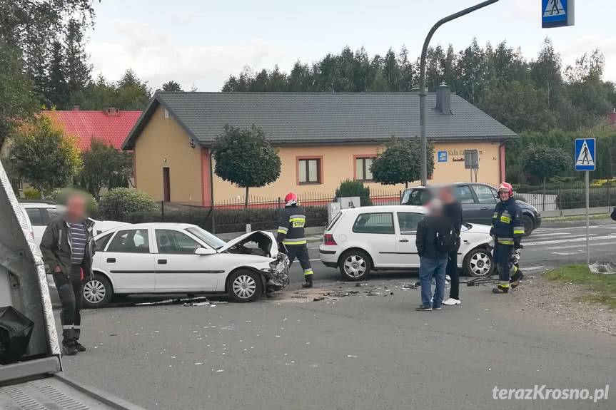 Zderzenie samochodów w Rymanowie