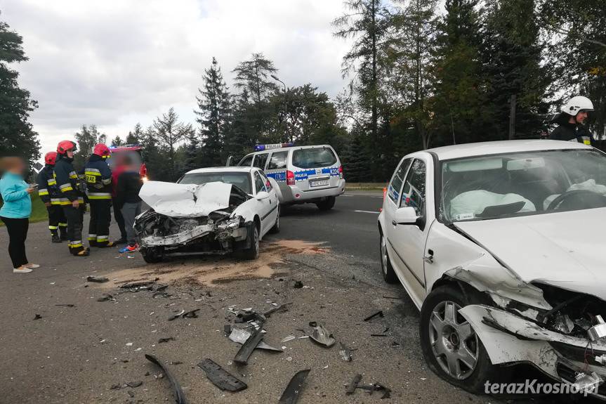 Zderzenie samochodów w Rymanowie