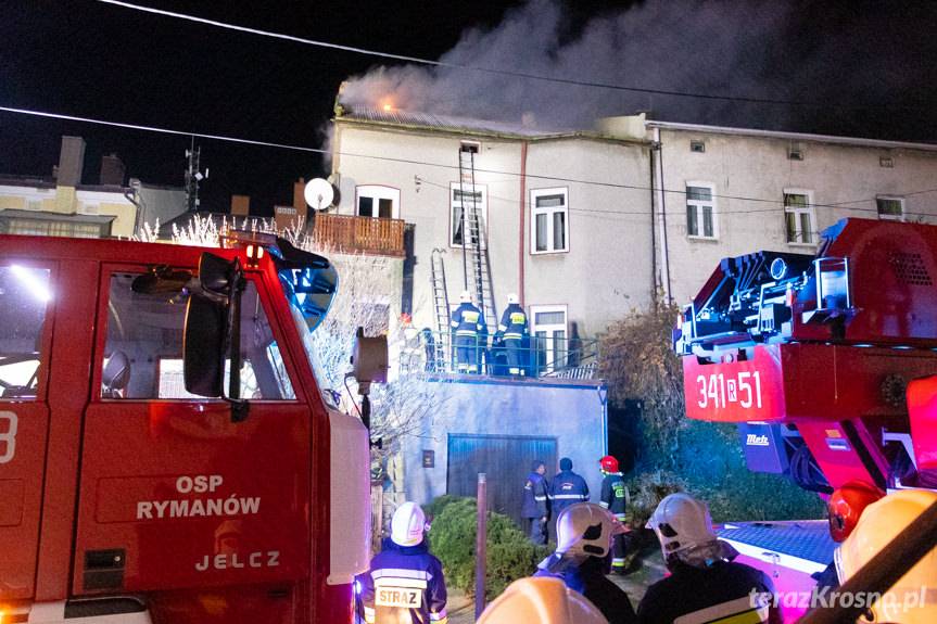 Pożar poddasza kamienicy w Rymanowie