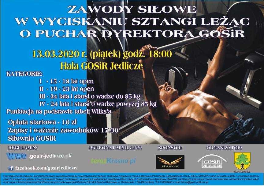Zawody Siłowe w Wyciskaniu Sztangi Leżąc - zaproszenie