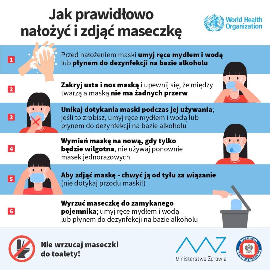 Jak prawidłowo zakładać i zdejmować maseczkę ochronną