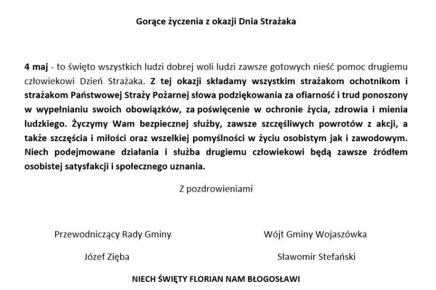 Gorące życzenia z okazji Dnia Strażaka