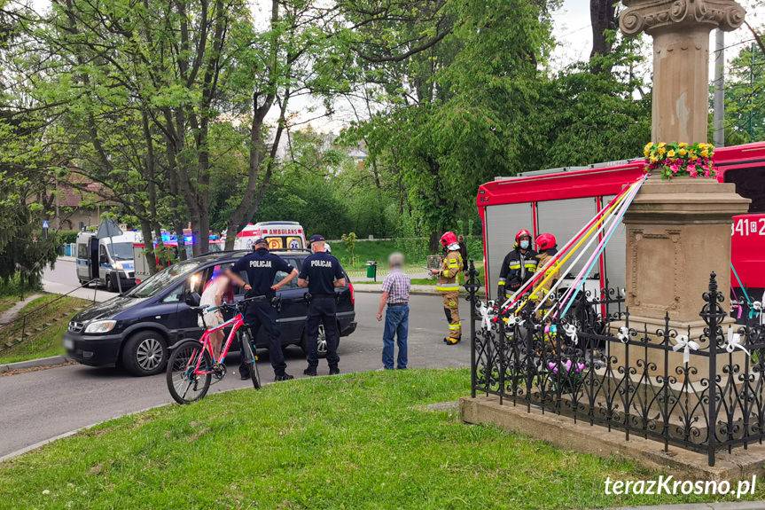 Potrącenie rowerzysty na Paderewskiego w Krośnie