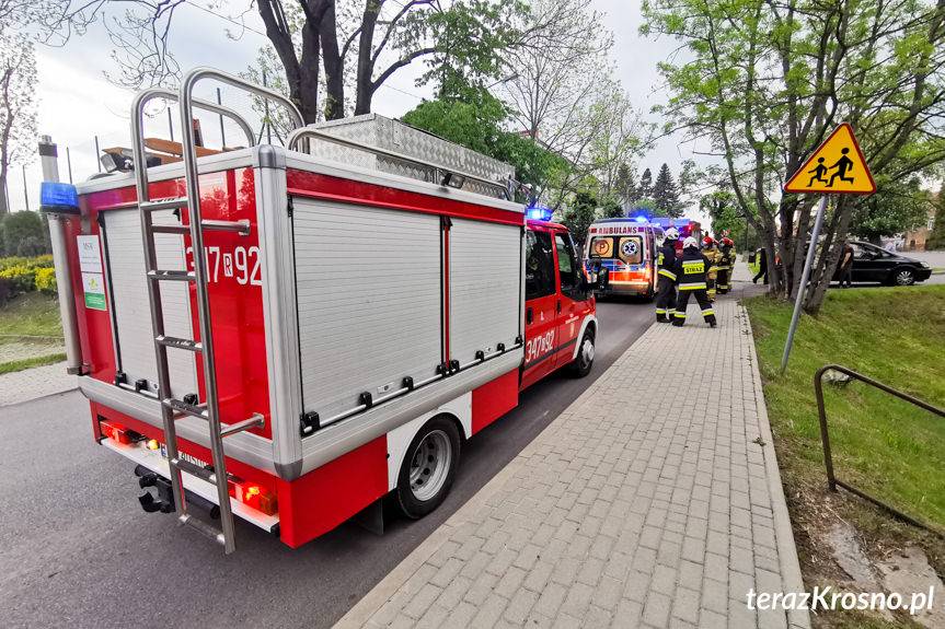 Potrącenie rowerzysty na Paderewskiego w Krośnie
