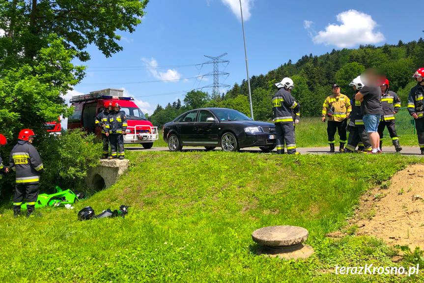 Wypadek w Lubatówce. Motocyklista wypadł z drogi