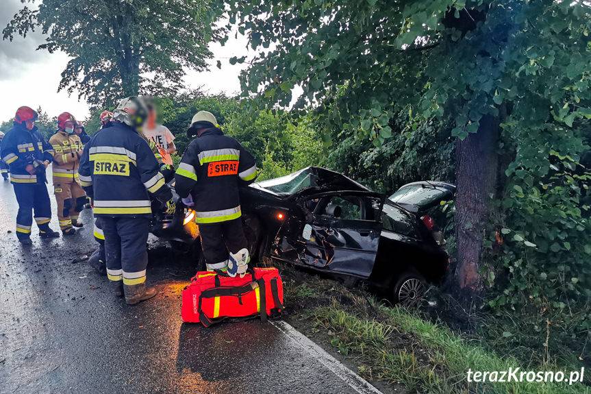 Zręcin. Uderzył audi w drzewo 