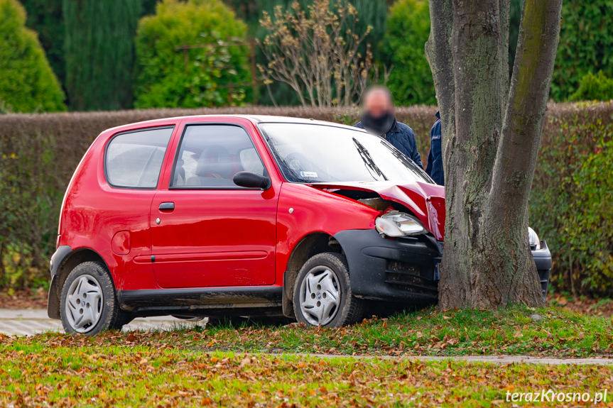Wjechał fiatem w drzewo