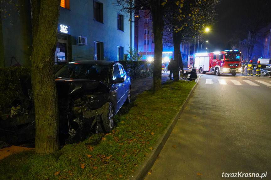 Zderzenie trzech samochodów w Krośnie