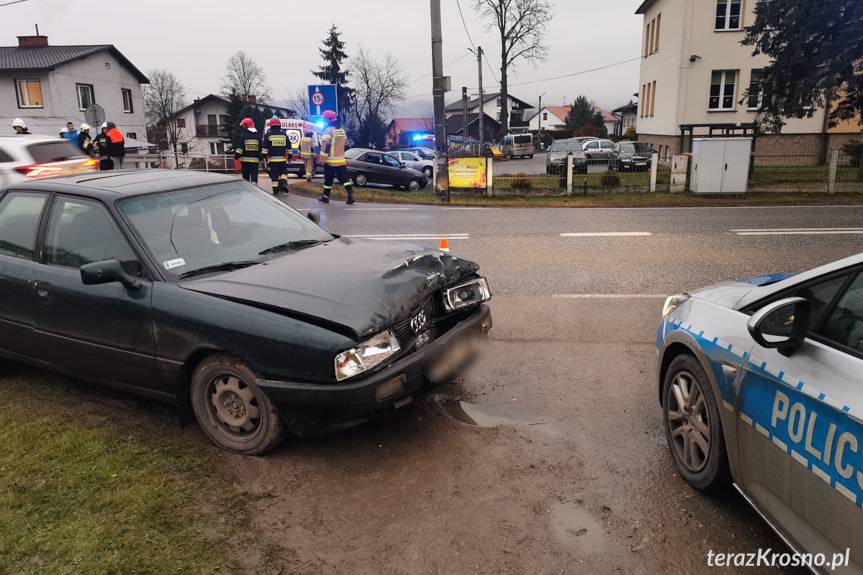 Zderzenie opla i audi w Wojaszówce