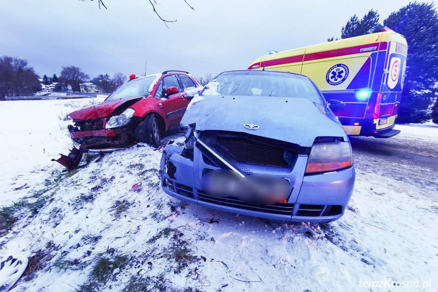 Zderzenie suzuki i deawoo w Świerzowej Polskiej