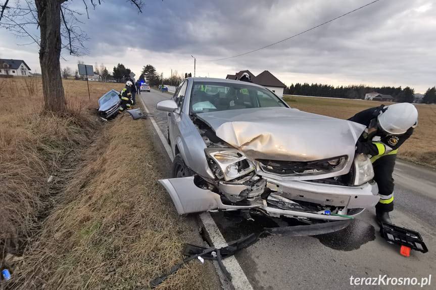 Zderzenie dwóch opli w Odrzykoniu