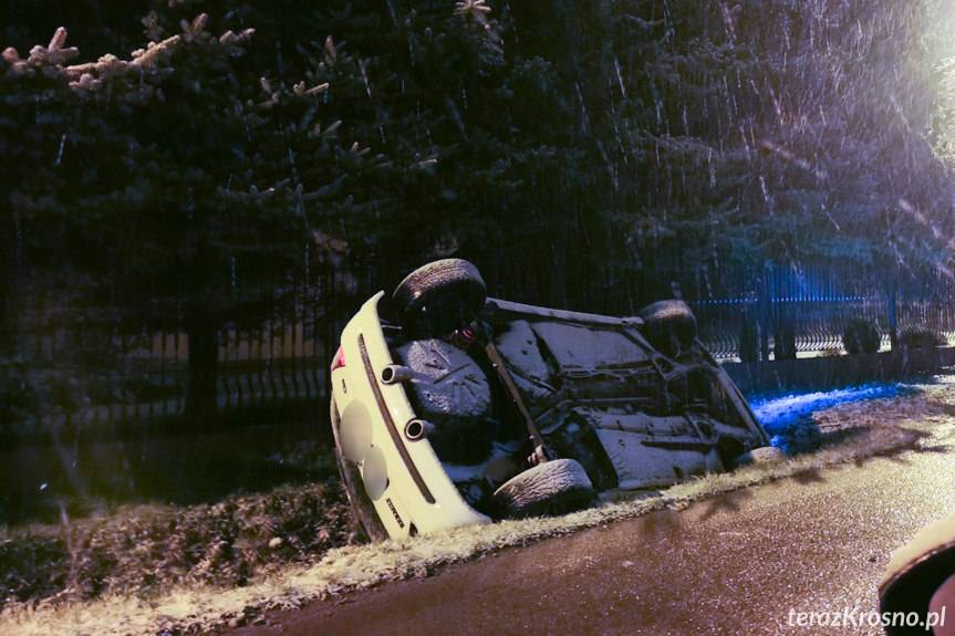 Osobowe renault w rowie w Świerzowej Polskiej, za kierownicą 17-latek