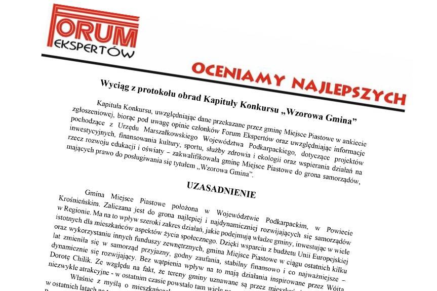 Miejsce Piastowe Wzorową Gminą