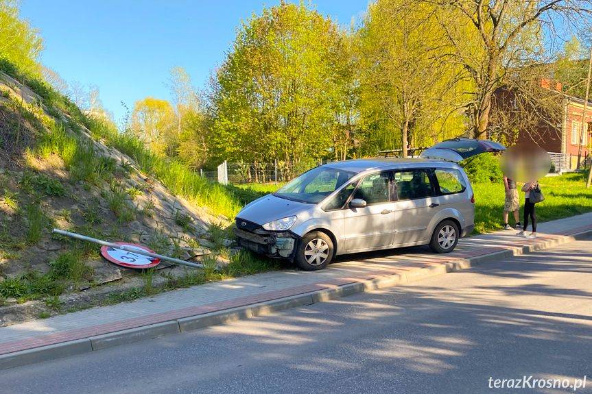 Straciła panowanie, skosiła znak