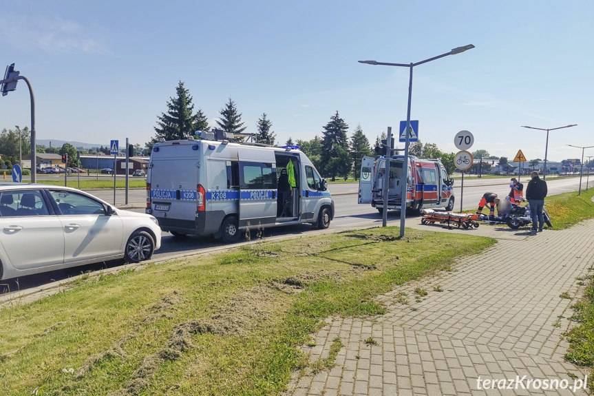 Wywrotka motocyklisty na Podkarpackiej