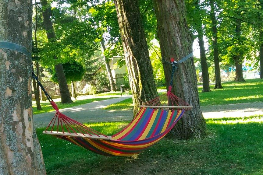 W parkach zawisły hamaki
