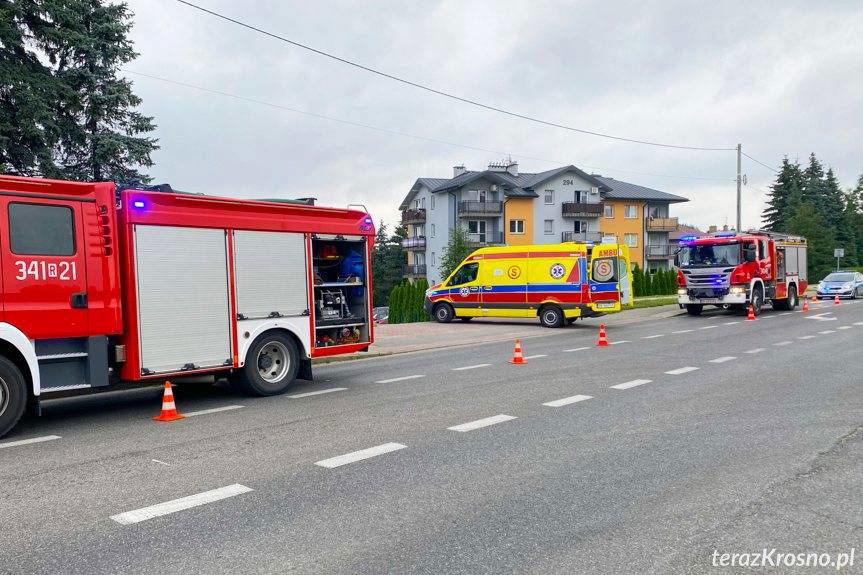 Zderzenie rowerzysty z pieszą w Krośnie