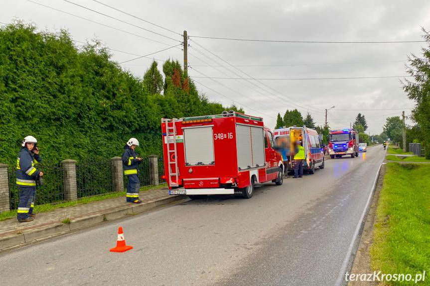 W Łężanach kierowca wypadł z drogi i uderzył w ogrodzenie