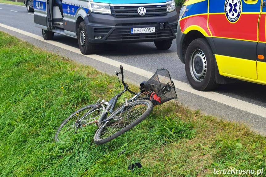 Potrącenie rowerzysty na ulicy Rzeszowskiej w Krośnie