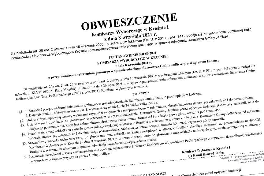 Referendum w sprawie odwołania burmistrza Jedlicza