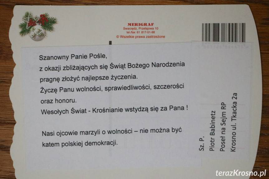 Protest przed biurem posła Piotra Babinetza w Krośnie