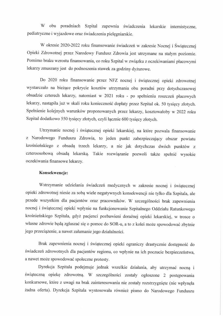 Problem z nocną i świąteczną opieką zdrowotną. Apel dyrektora szpitala w Krośnie