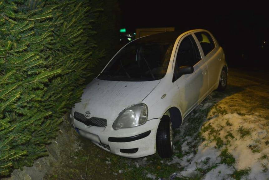 Pijany kierowca toyoty wjechał do rowu