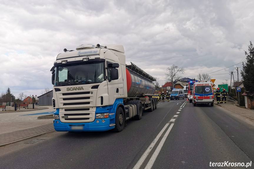 Potrącenie pieszego w Miejscu Piastowym przez cysternę