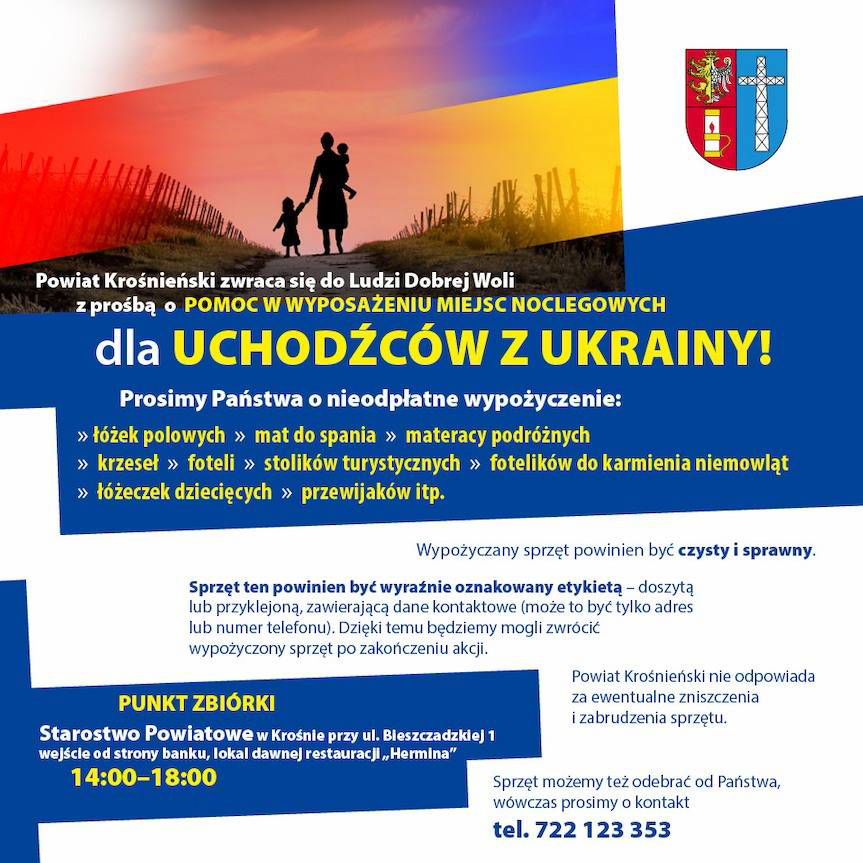 Pomoc dla uchodźców. Potrzebne wyposażenie miejsc noclegowych