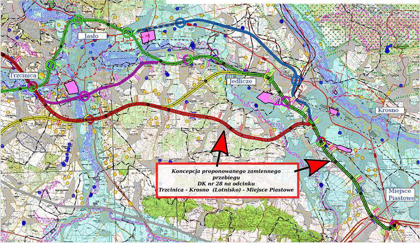 Zarząd Powiatu w Jaśle zaproponował zmianę przebiegu drogi krajowej 28