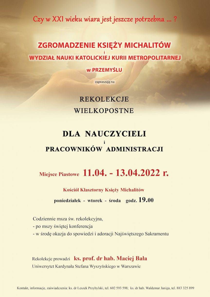 Rekolekcje dla nauczycieli i pracowników administracji