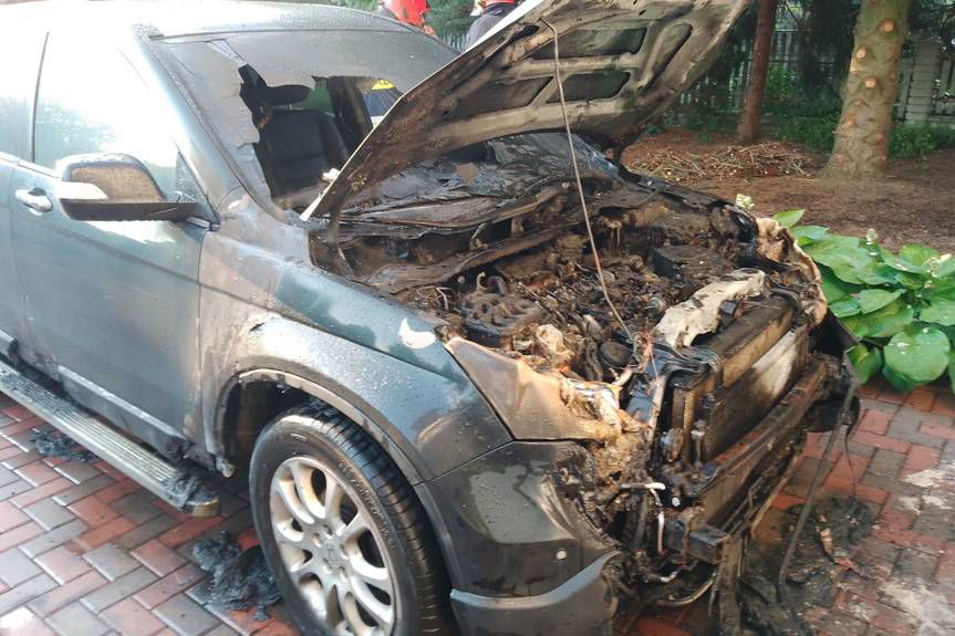 Pożar samochodu w Targowiskach