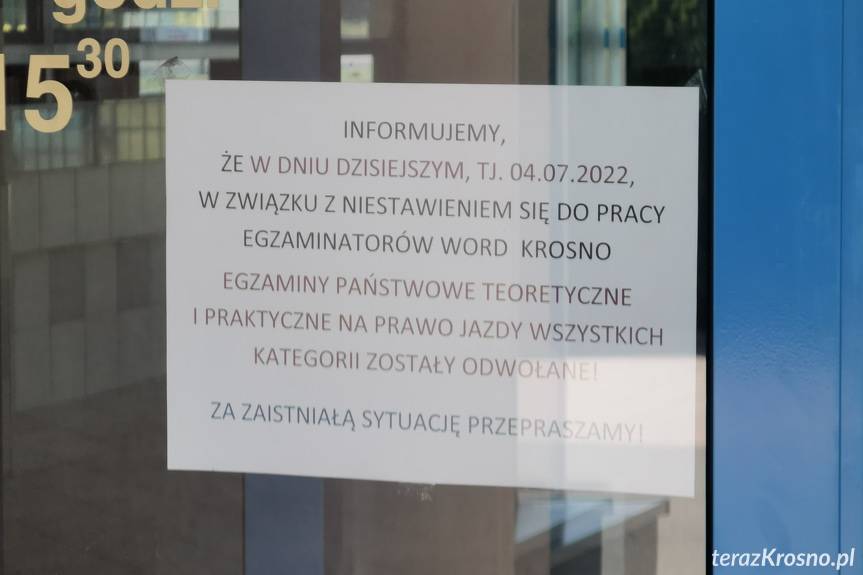 Uwaga. Egzaminy w WORD w Krośnie odwołane