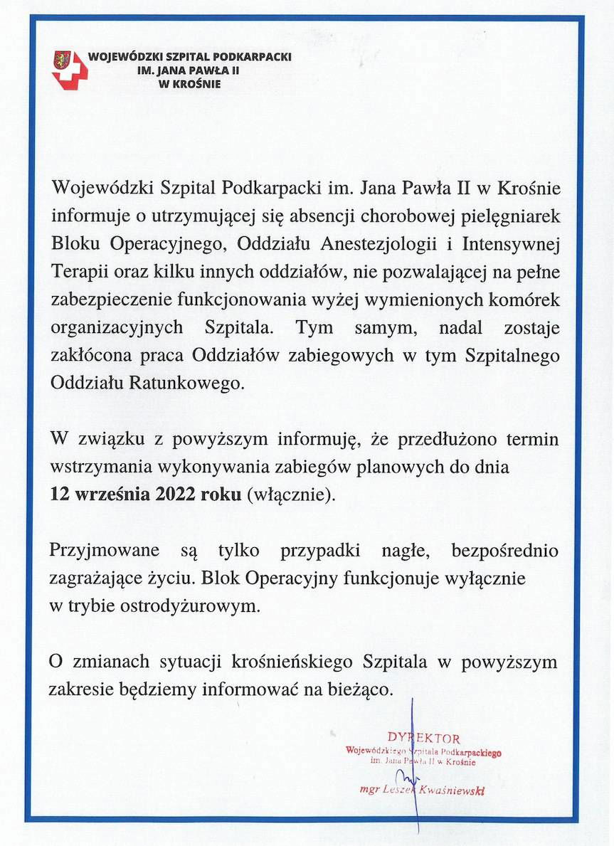 W szpitalu tylko pilne przypadki. Brakuje pielęgniarek