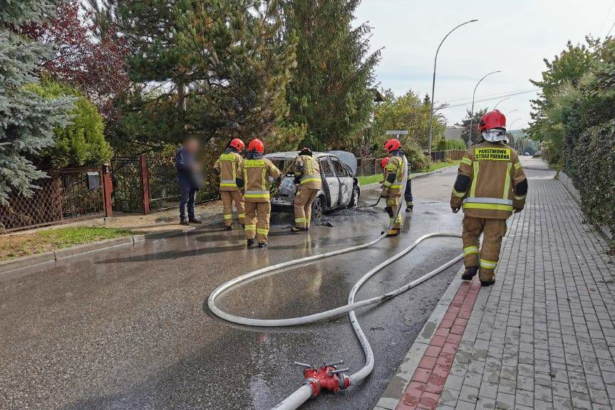 Pożar samochodu w Krośnie