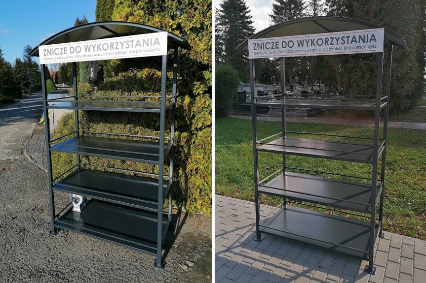 Regały na cmentarzach. Daj zniczowi drugie życie